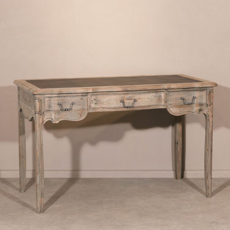 Weathered Pine Amaury French Style Writing Desk With Inlay With Inlay UK