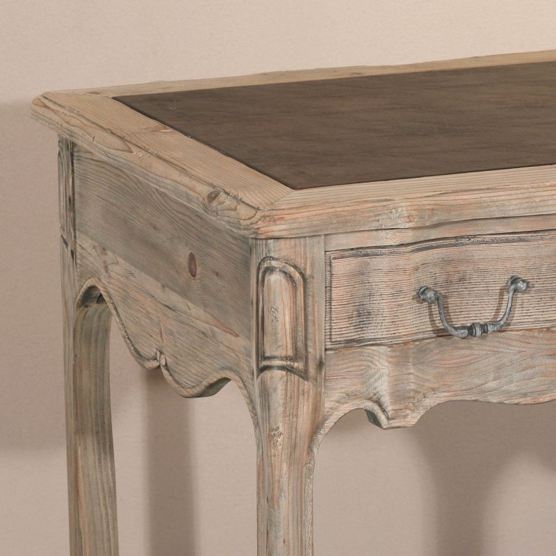 Weathered Pine Amaury French Style Writing Desk With Inlay With Inlay UK