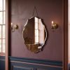 Bevelled Mid Century Ornate Scalloped Frameless Hanging Wall Mirror Wall Mirror UK