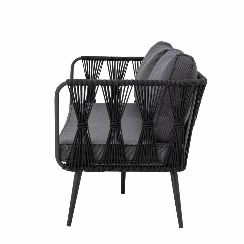Saltum Black Metal Frame Garden Sofa and Cushions La Maison Chic