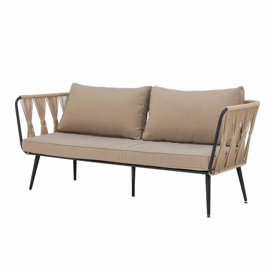 Saltum Brown Metal Frame Garden Sofa and Cushions La Maison Chic