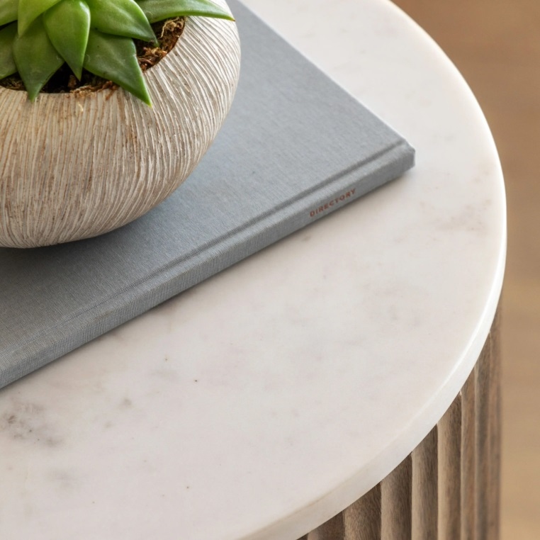Kalea Marble Top Ribbed Side Table Side Table UK