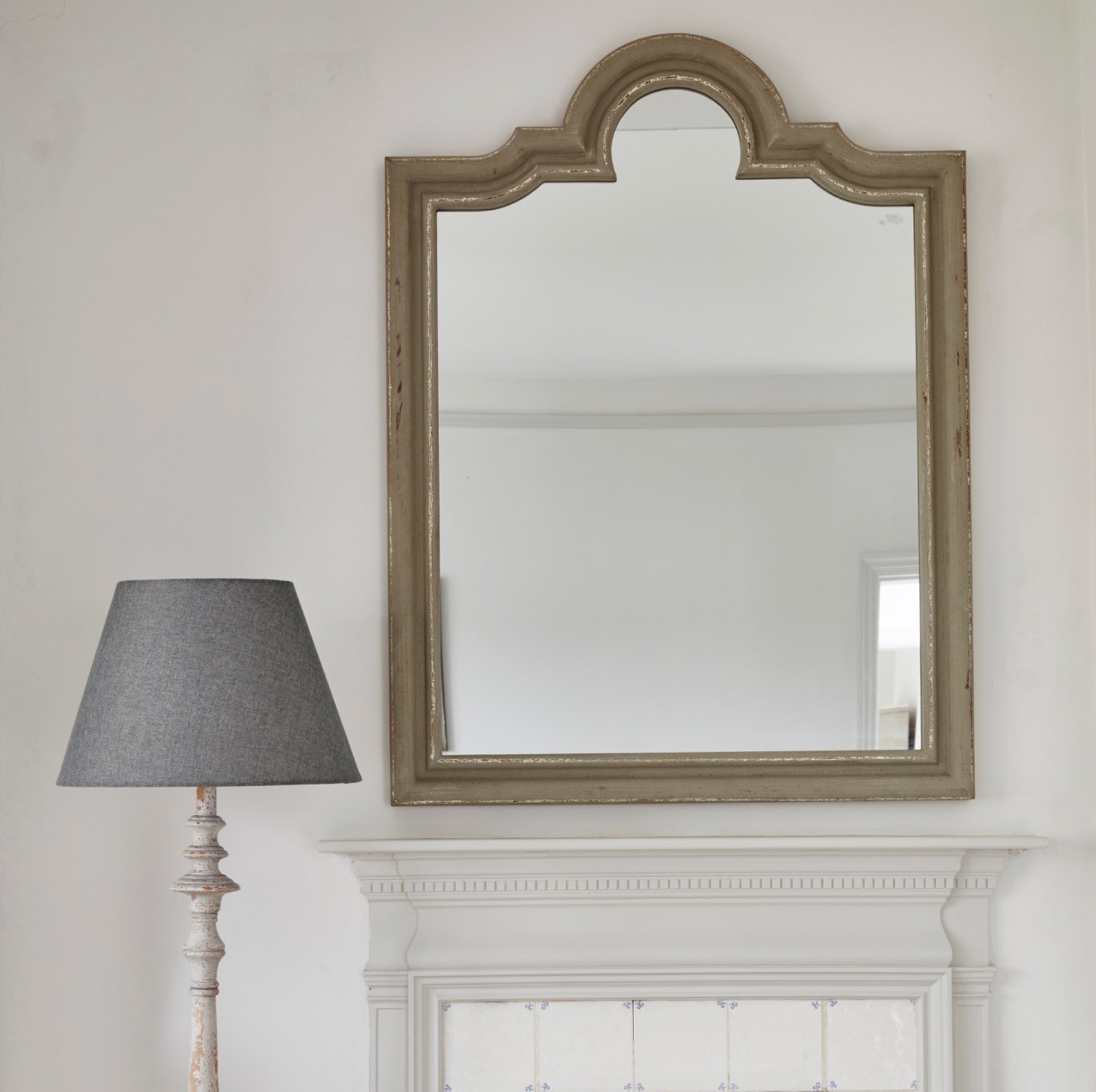 Distressed Taupe French Style Wall Mirror