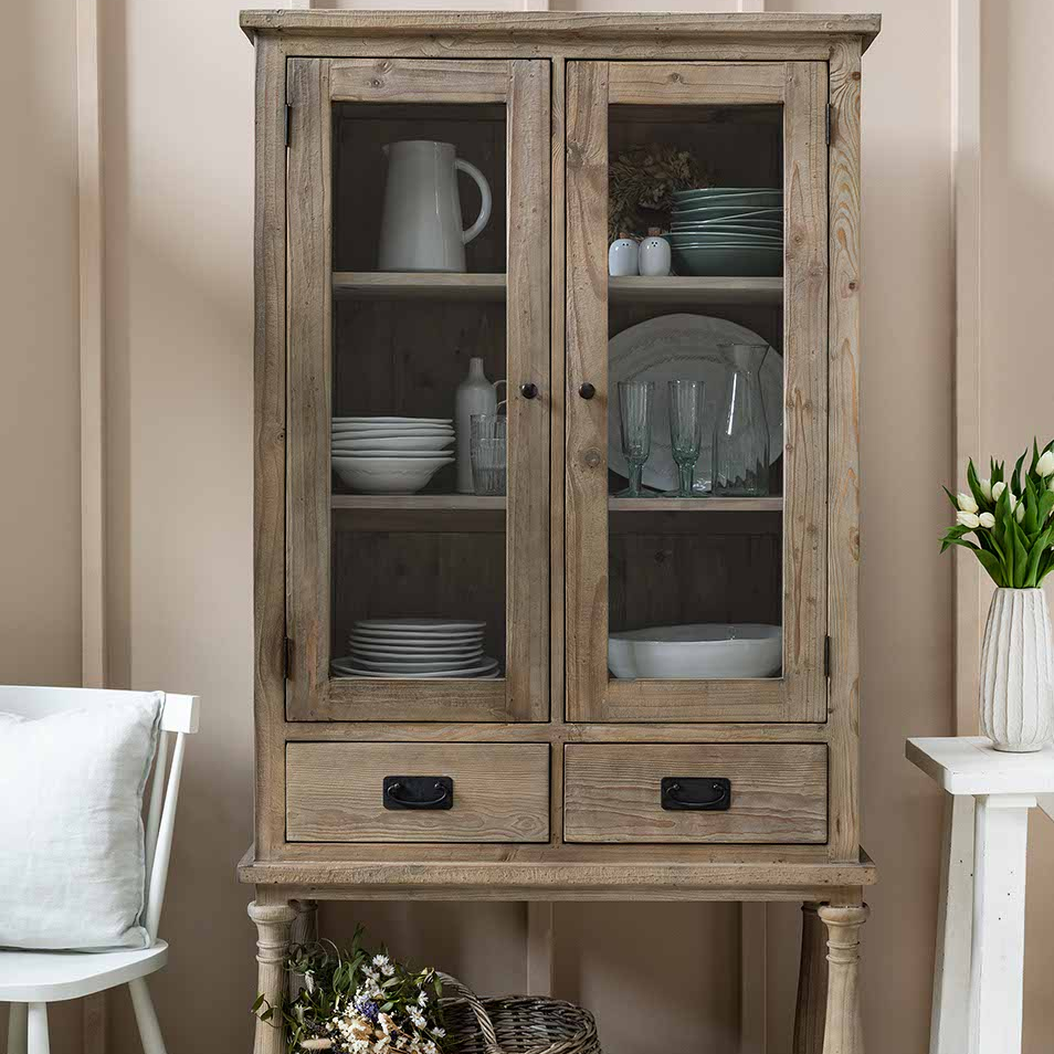 Reclaimed Old Pine Display Cupboard by Garden Trading Garden Trading UK