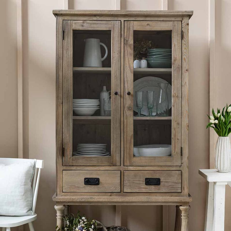 Reclaimed Old Pine Display Cupboard by Garden Trading Garden Trading UK