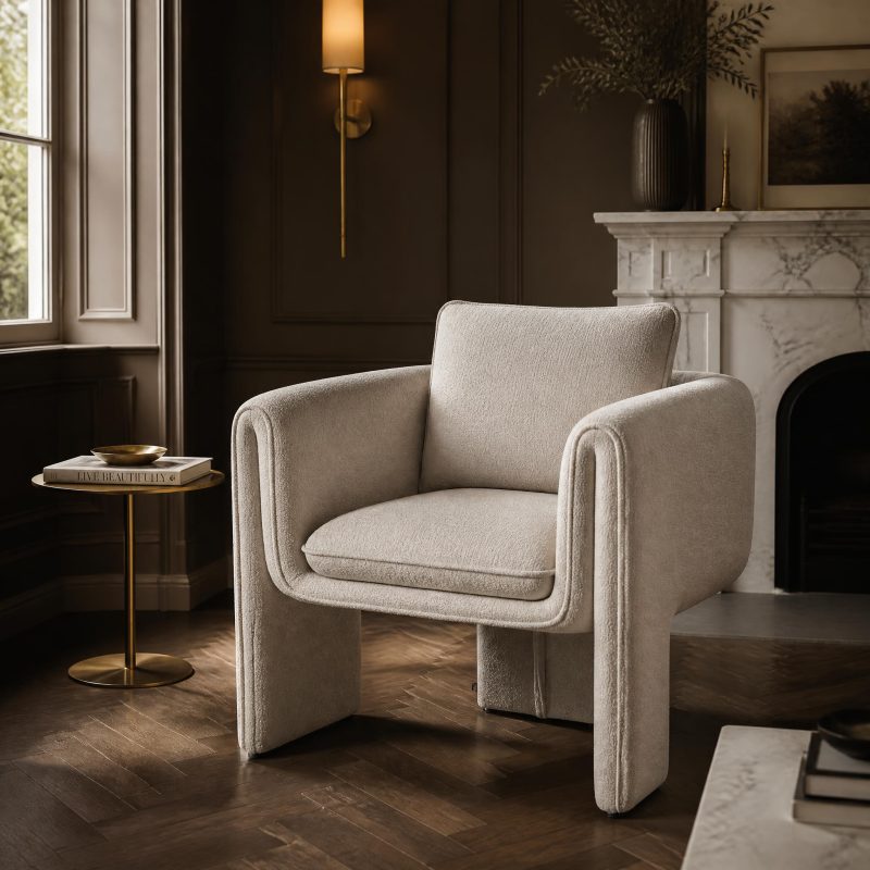 Zella Pearl Chenille Armchair Chenille Armchair UK