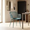 Modern Mesh Moulded Piazza Ocean Blue Dining Chair With Arms With Arms UK
