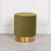 Amour Olive Green Velvet Pouffe Gold Trim Round Stool Ottoman Stool Ottoman UK