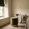 Amour Olive Green Velvet Pouffe Gold Trim Round Stool Ottoman Stool Ottoman UK