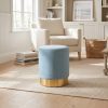 Amour Ocean Blue Velvet Pouffe Gold Trim Round Stool Ottoman Stool Ottoman UK
