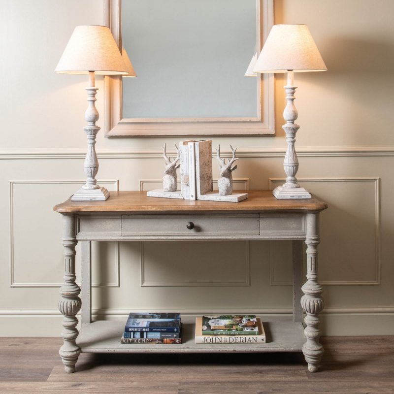 Oak Top Distressed French Style Console Table Console Table UK