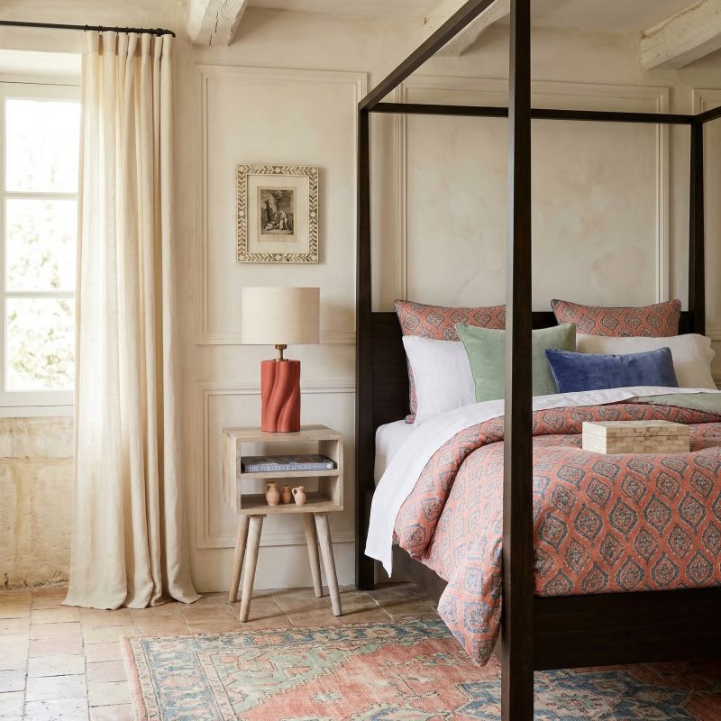 Blanche Modern Seasoned Mango Wooden Small Open Bedside Open Bedside UK