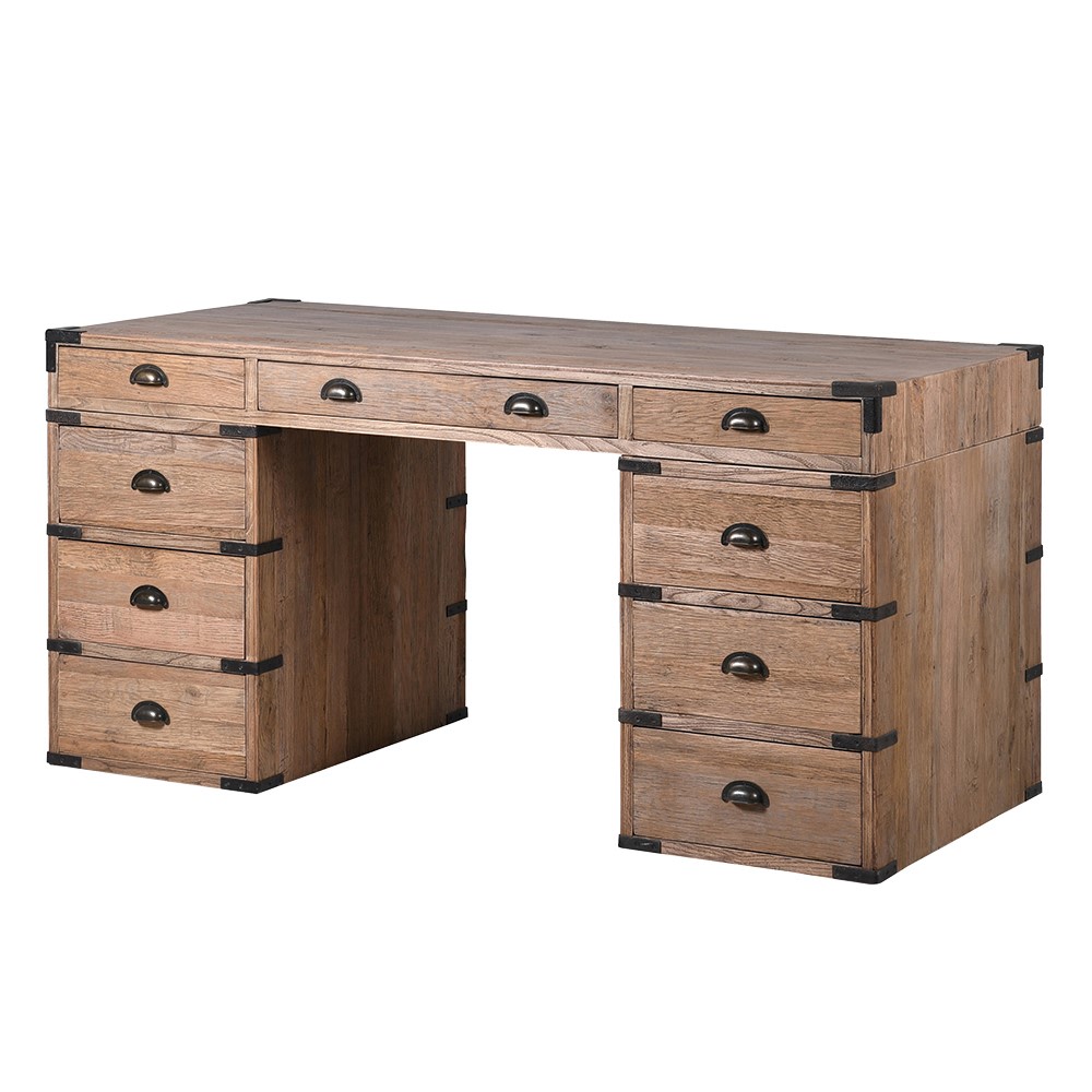 Rustic Oak Writing Desk With Iron Accents Iron Accents UK