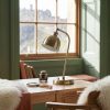 Aoife Industrial Style Satin Brass Metal Table Lamp with Shade with Shade UK
