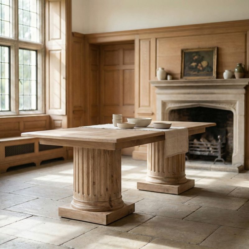 Evander Column Base Rectangular Large Dining Table Dining Table UK