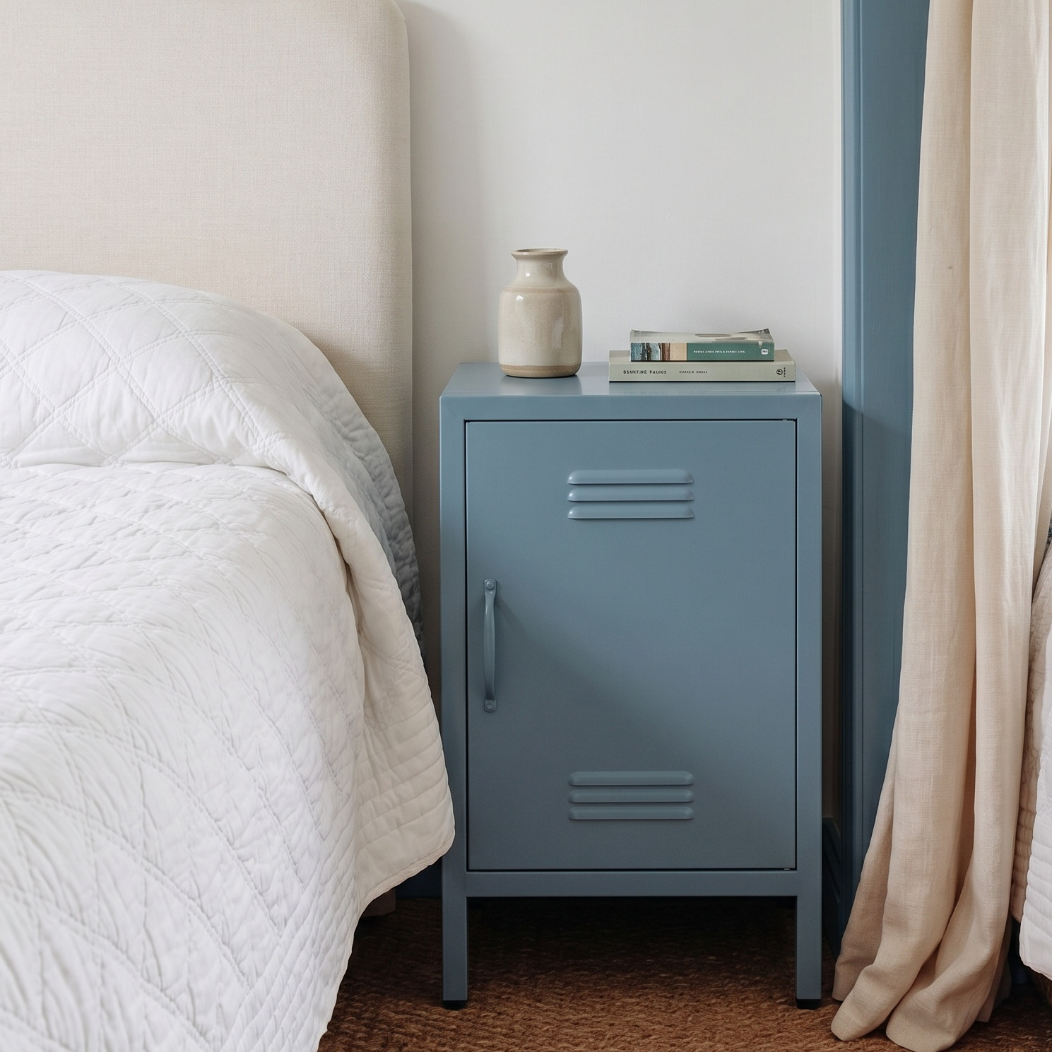 Industrial Metal Locker Storage Bedside Light Emerald Blue Cupboard Blue Cupboard UK
