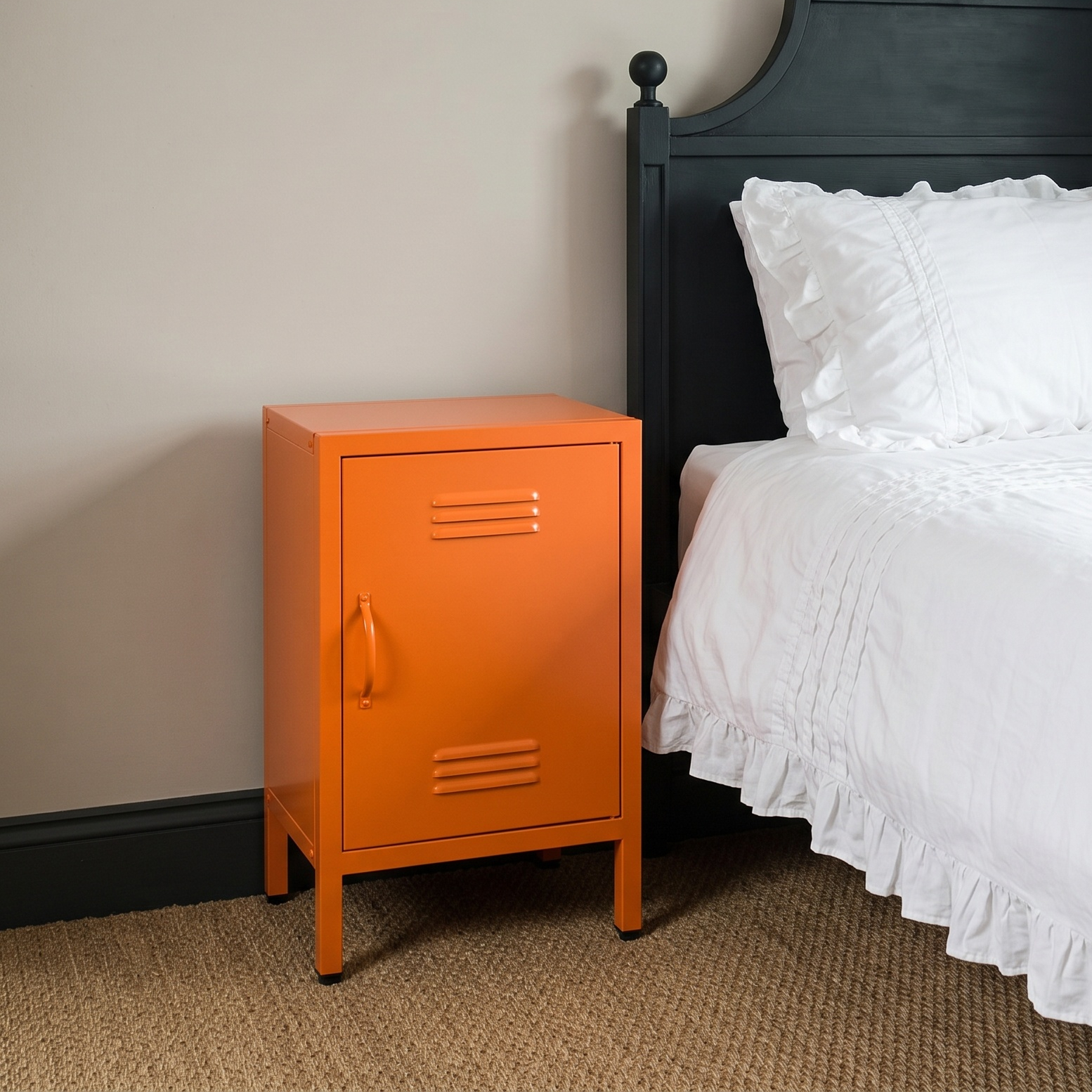 Industrial Metal Locker Storage Bedside Orange Cupboard Orange Cupboard UK