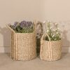 Set of 2 Seagrass Baskets With Plaited Handles Plaited Handles UK