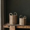 Set of 2 Seagrass Baskets With Plaited Handles Plaited Handles UK
