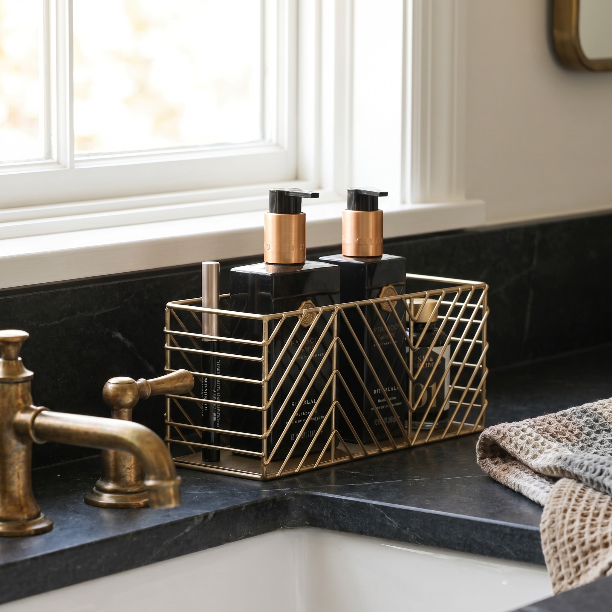 Tate Gold Painted Rectangular Metal Wire Storage Basket Storage Basket UK