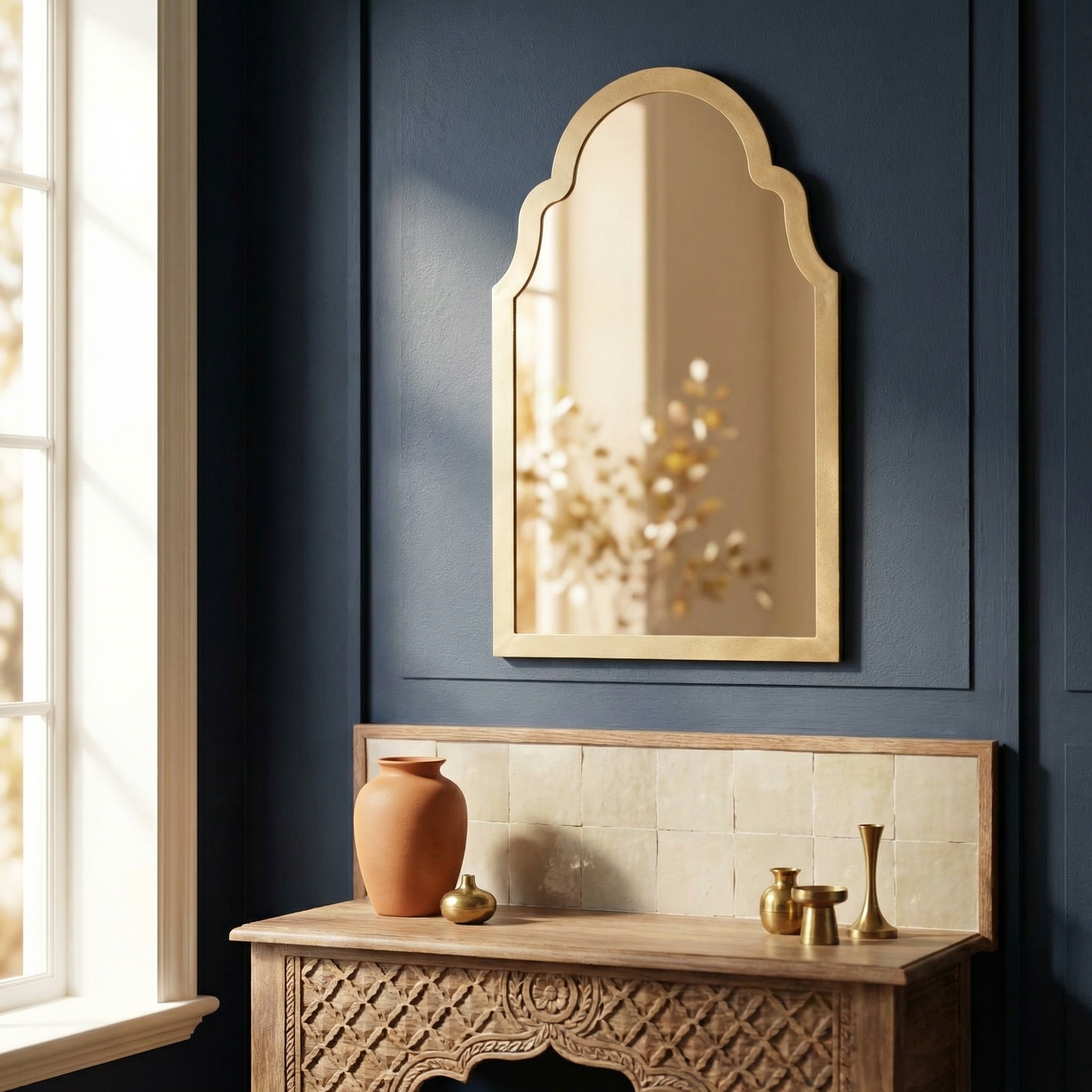 Arch Moroccan Metal Gold Frame 60cm Wall Mirror Wall Mirror UK