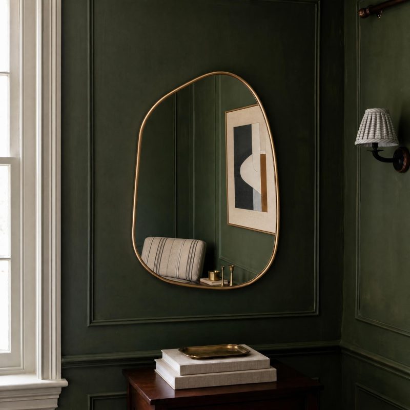Asymmetric Pebble Contemporary Freeform Irregular Gold Wall Mirror Wall Mirror UK