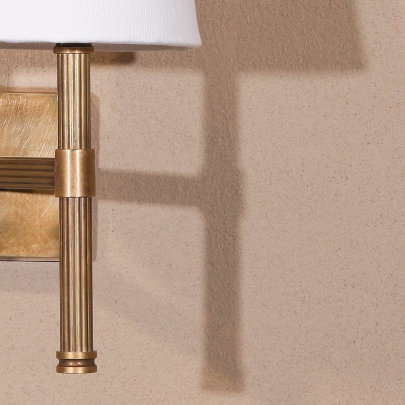 Rionagh Brass Double Wall Light With Cotton Shades Cotton Shades UK