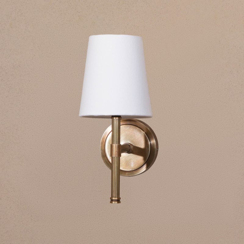 Rionagh Brass Wall Light With Cotton Shades Cotton Shades UK