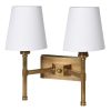 Rionagh Brass Double Wall Light With Cotton Shades Cotton Shades UK