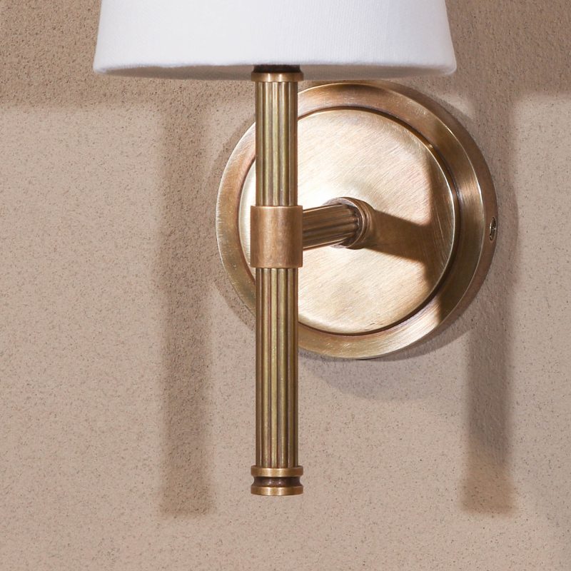 Rionagh Brass Wall Light With Cotton Shades Cotton Shades UK