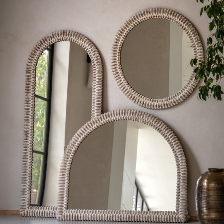 Levina White Wash Round 90cm Mirror 90cm Mirror UK