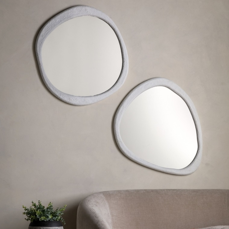 Pascoe Pebble Antiqued White Wall Mirror Wall Mirror UK