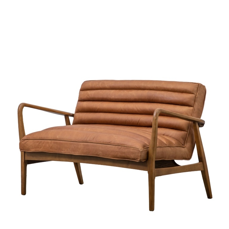 Vallea Vintage Brown Mid Century Style Settee Style Settee UK