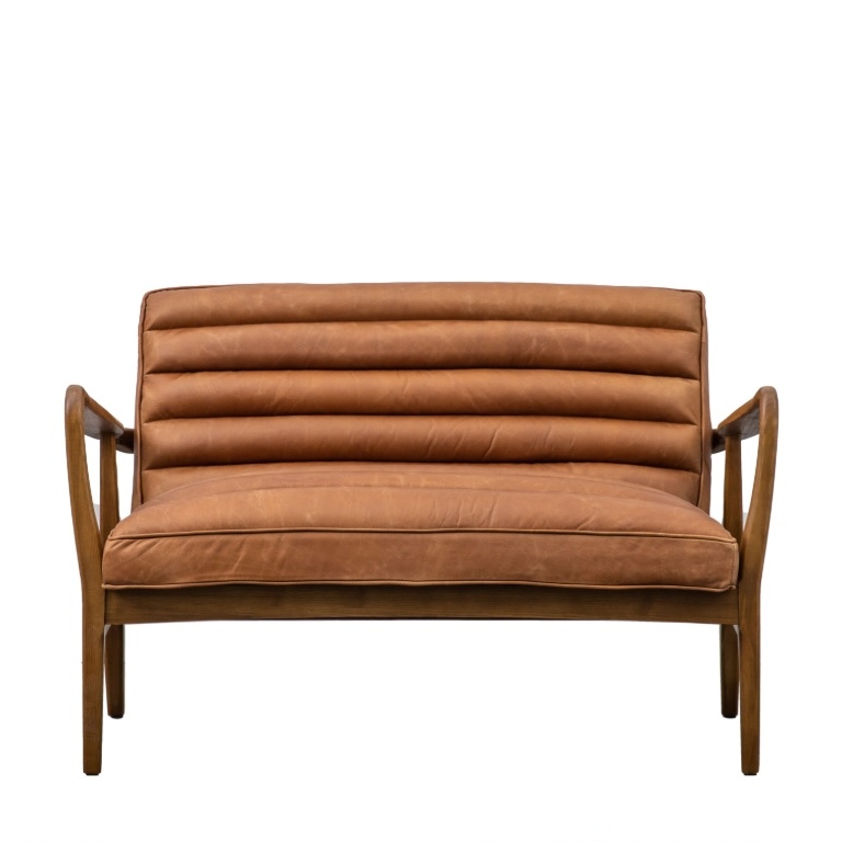 Vallea Vintage Brown Mid Century Style Settee Style Settee UK