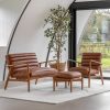 Vallea Vintage Brown Mid Century Style Settee Style Settee UK