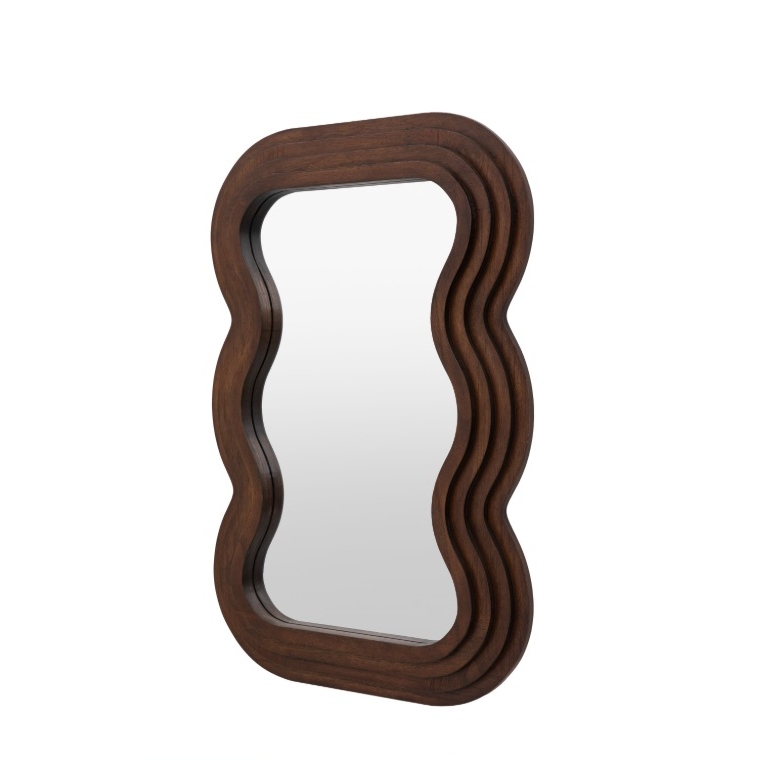 Wave Brown Wooden Wall Mirror Wall Mirror UK