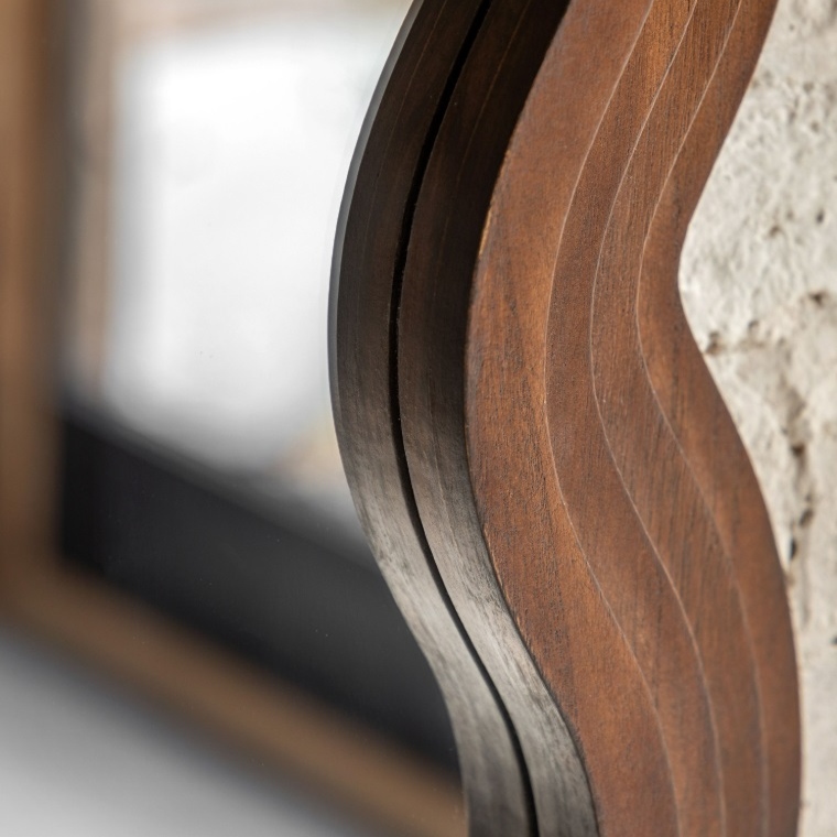 Wave Brown Wooden Wall Mirror Wall Mirror UK