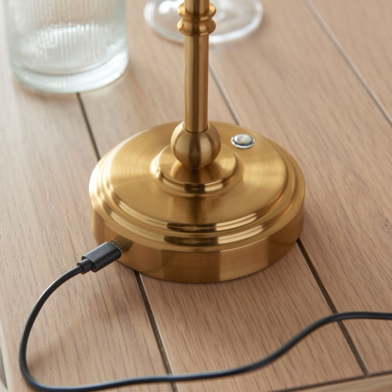 Reginald Portable Rechargeable Aged Brass Table Lamp Base Lamp Base UK