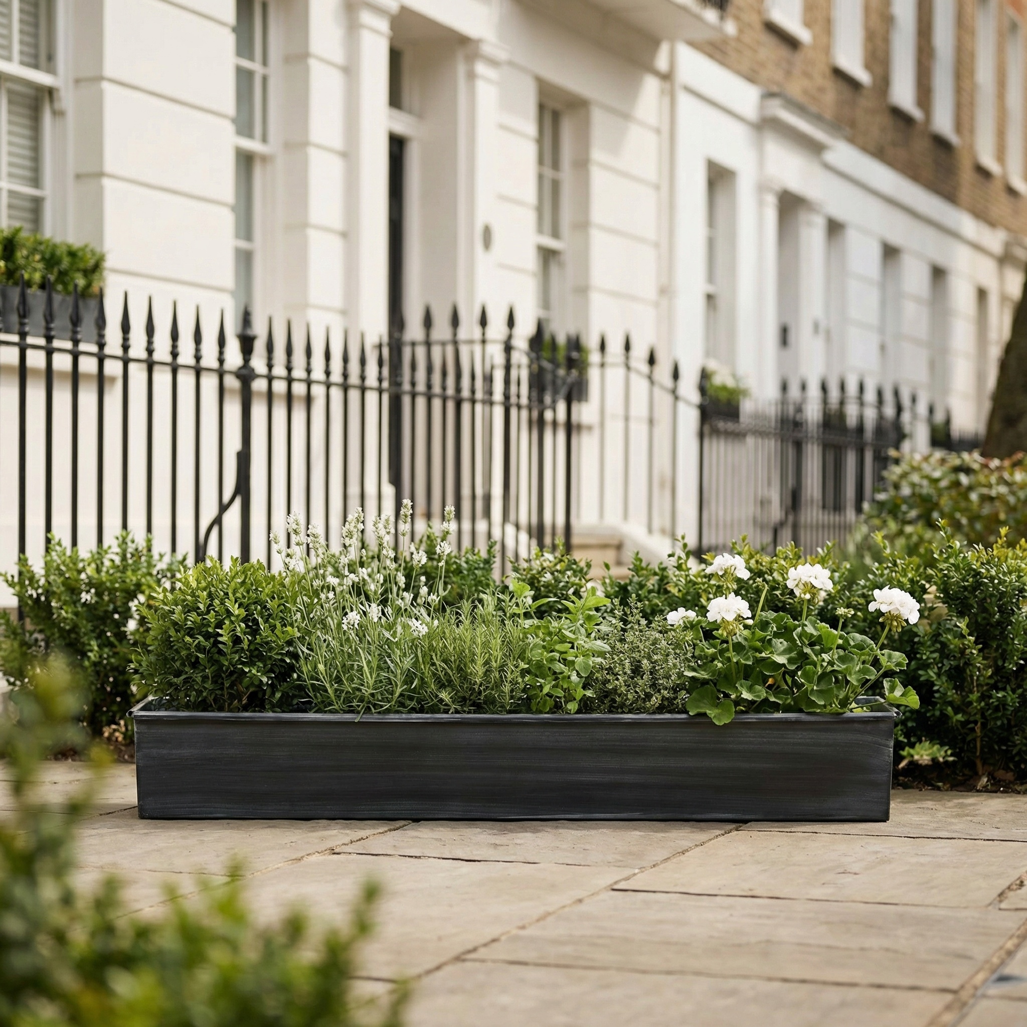 Meadow Rectangular Roll Top Dark Metal 94cm Planter 94cm Planter UK