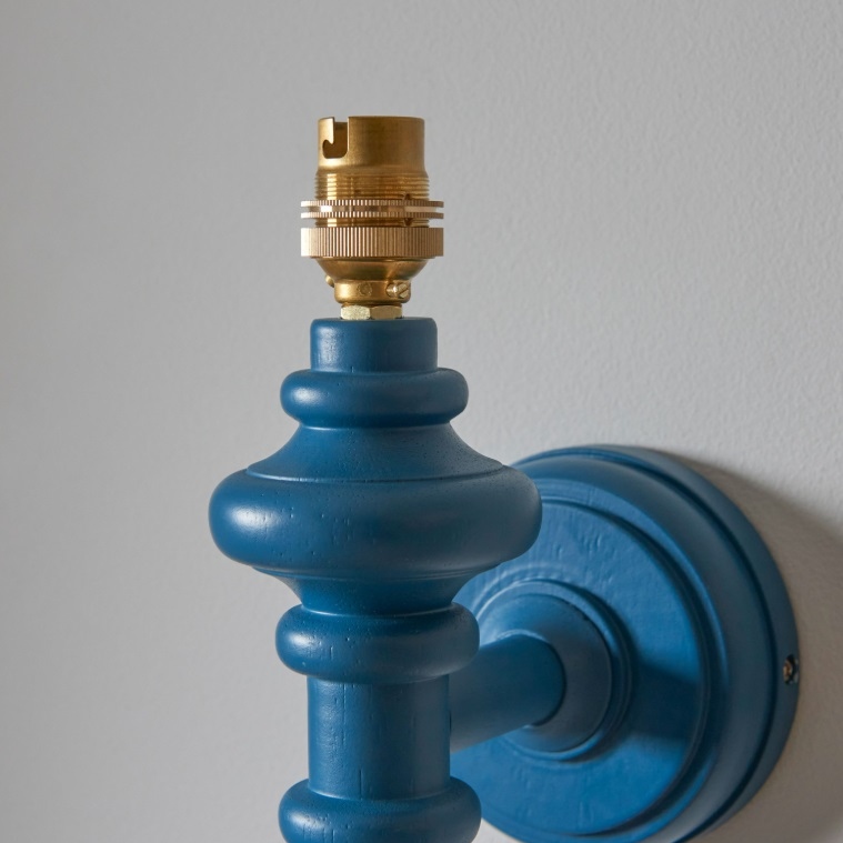 Wooden Turned Spindle Blue Wall Lamp Wall Lamp UK