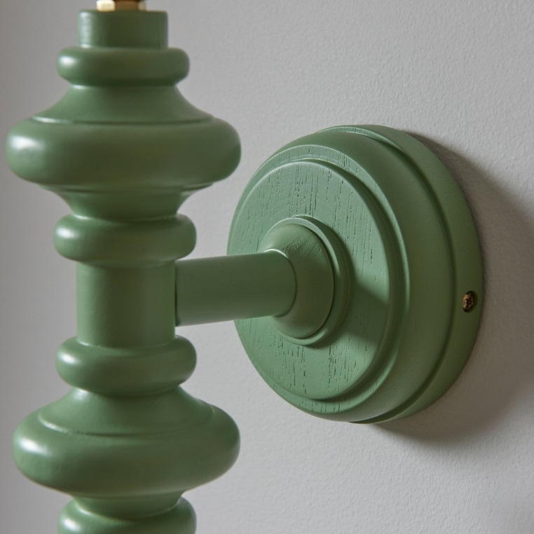 Wooden Turned Spindle Pistachio Green Wall Lamp Wall Lamp UK