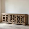 Wyatt Extra Large 240cm Rustic Sideboard With Glass Doors Glass Doors UK