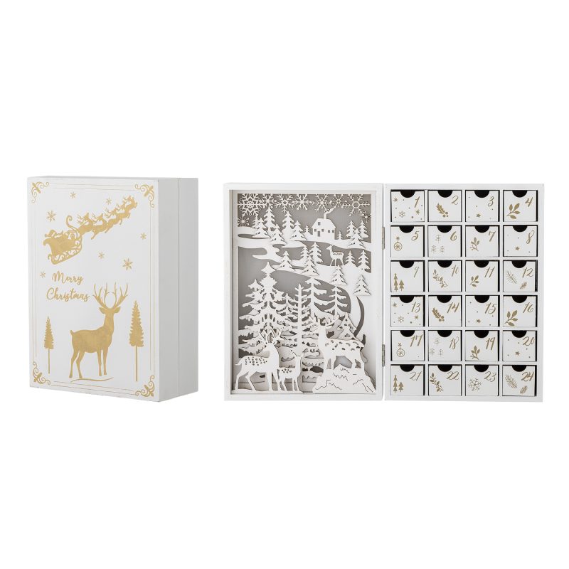 White Advent Calendar With Built In Lights In Lights UK