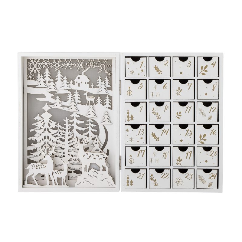 White Advent Calendar With Built In Lights In Lights UK