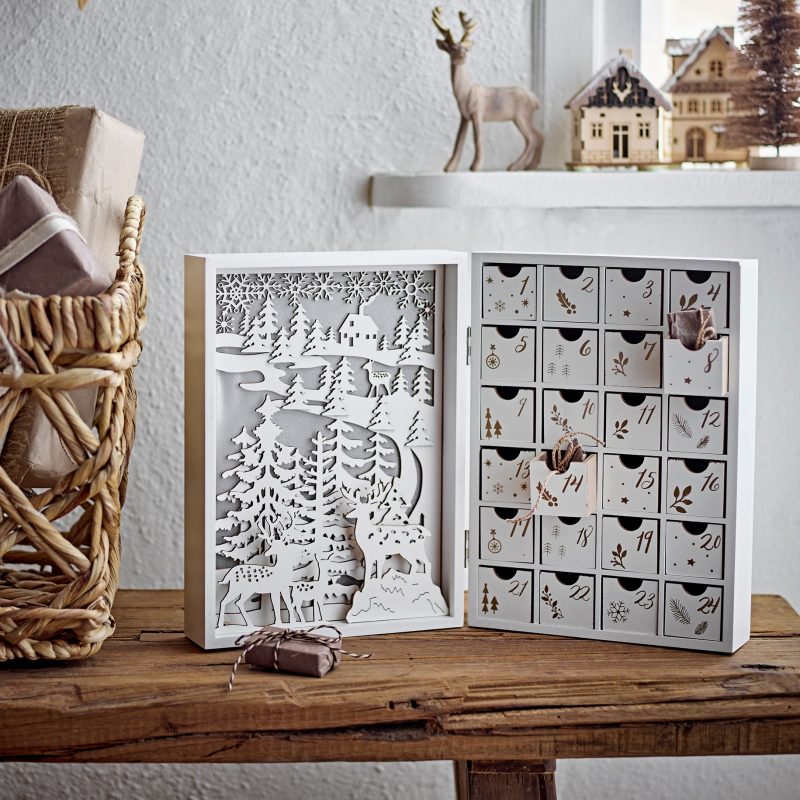 White Advent Calendar With Built In Lights In Lights UK