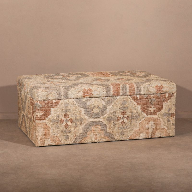 Melora Kilim Cotton Jute Ottoman Blanket Box Blanket Box UK
