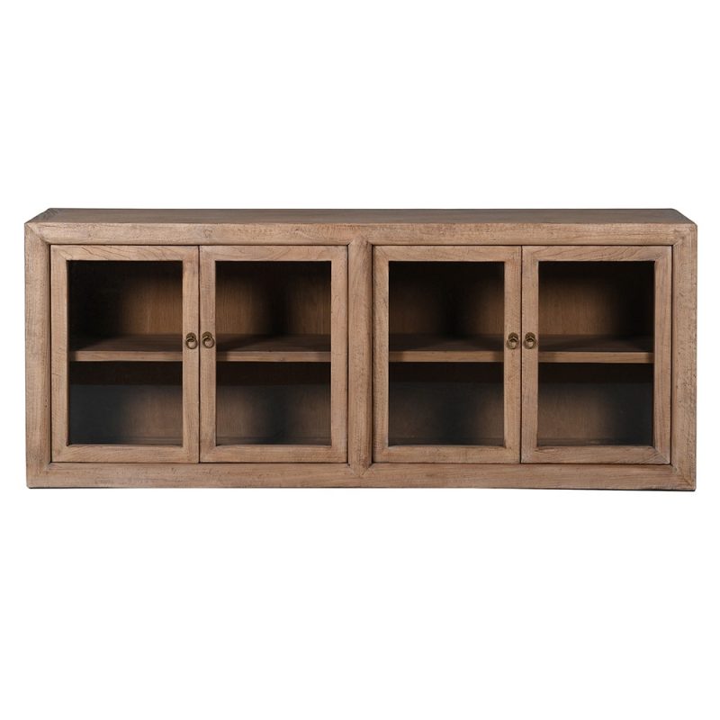Walden Old Elm Rustic Sideboard With Glass Doors Glass Doors UK