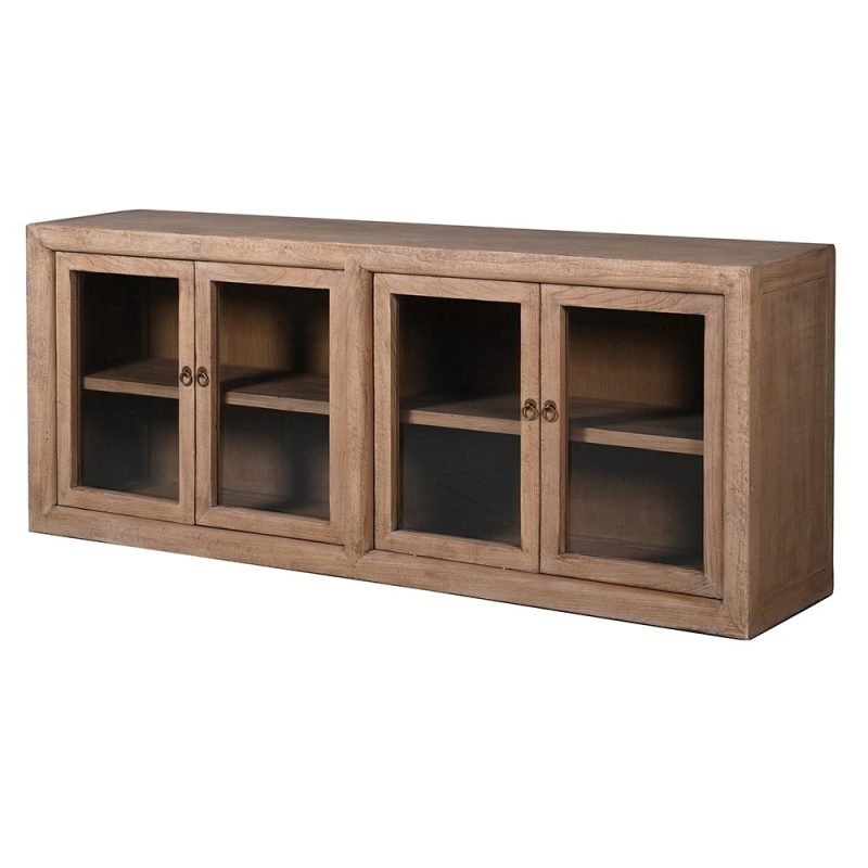 Walden Old Elm Rustic Sideboard With Glass Doors Glass Doors UK