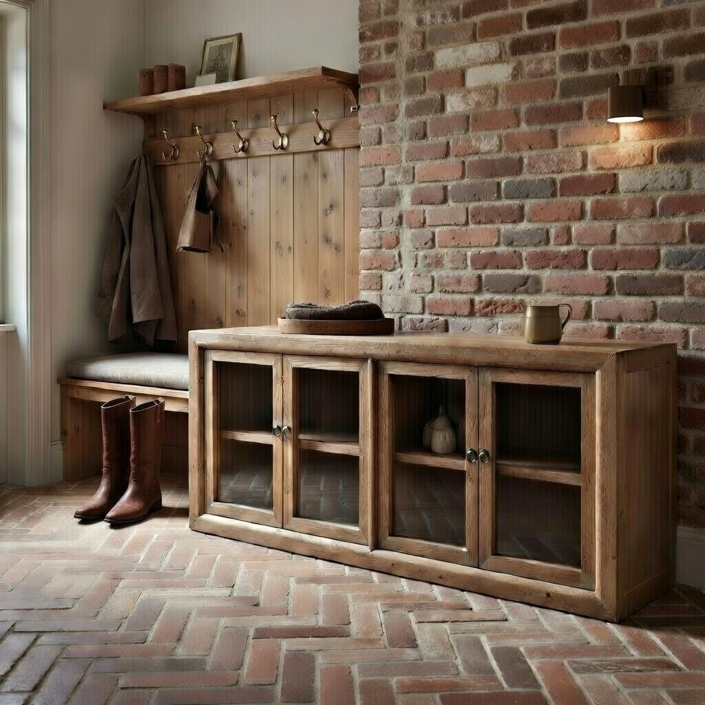 Walden Old Elm Rustic Sideboard With Glass Doors Glass Doors UK