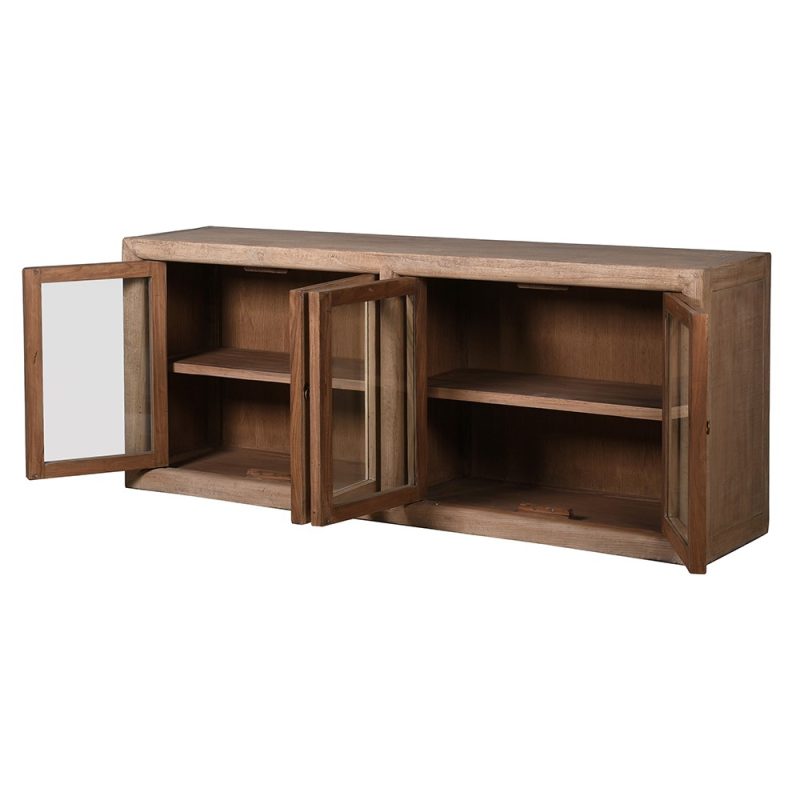 Walden Old Elm Rustic Sideboard With Glass Doors Glass Doors UK